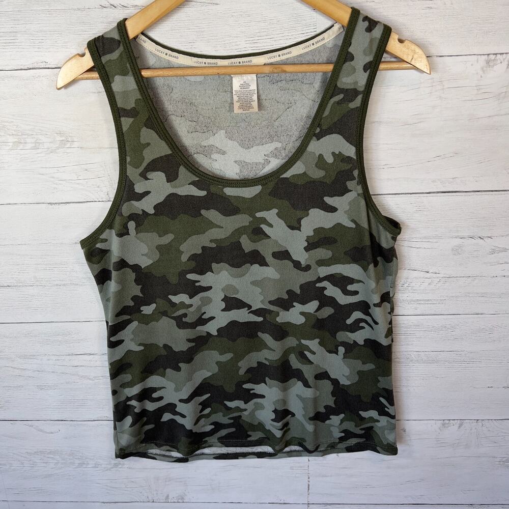 Lucky Brand Tank Womens Size Large Super Soft Camouflage Loungewear Comfy Army